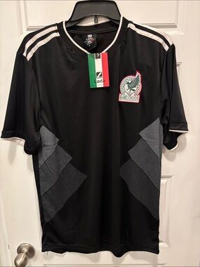 Lada Black Mexico Soccer Men's Jersey World Cup Support Large Shirt